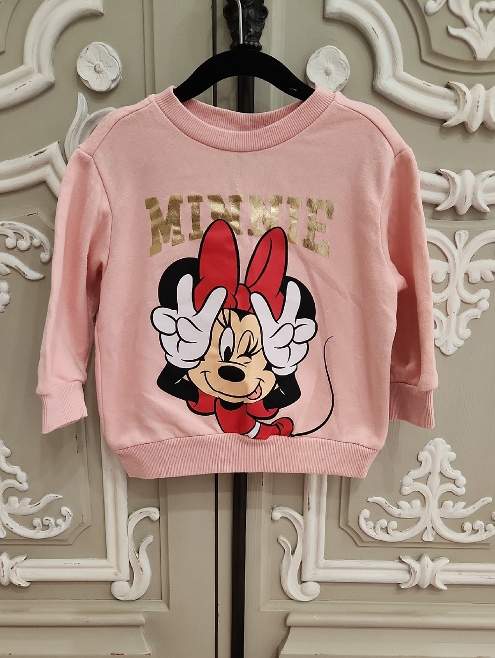 Disney Pink Minnie Mouse Sweatshirt with Gold Foil Logo
